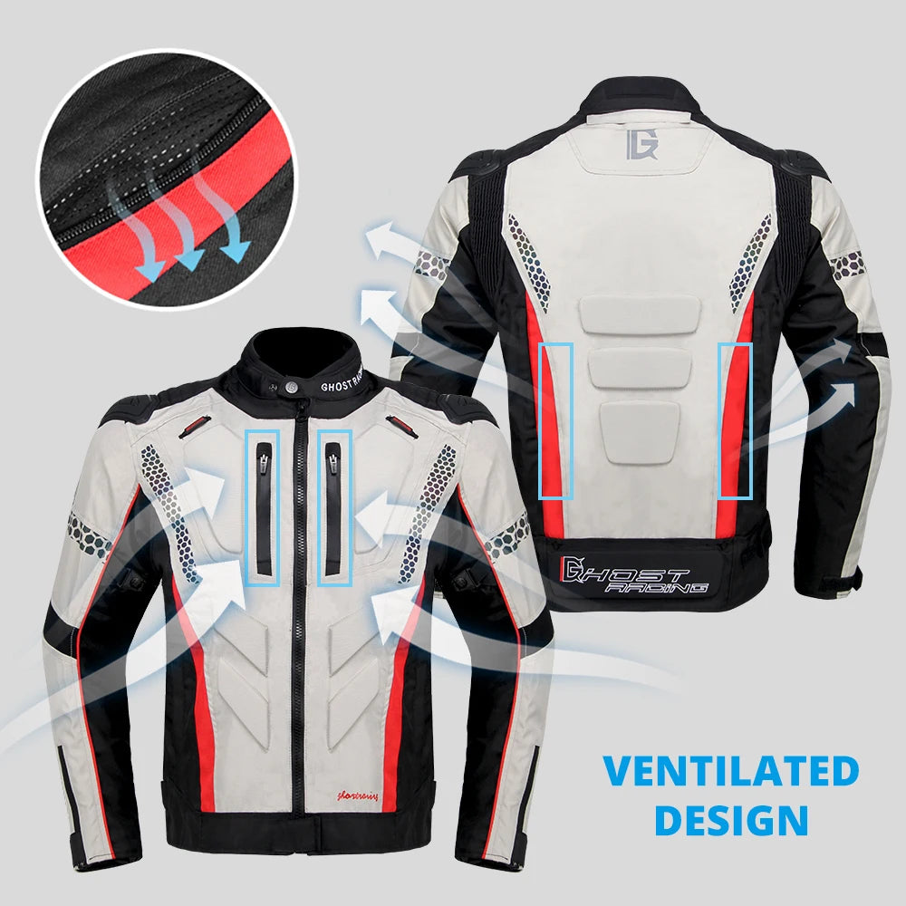Motorcycle Jacket and Pants Suit Set Waterproof Windproof Protective Riding Gear for All Seasons Touring and Commute