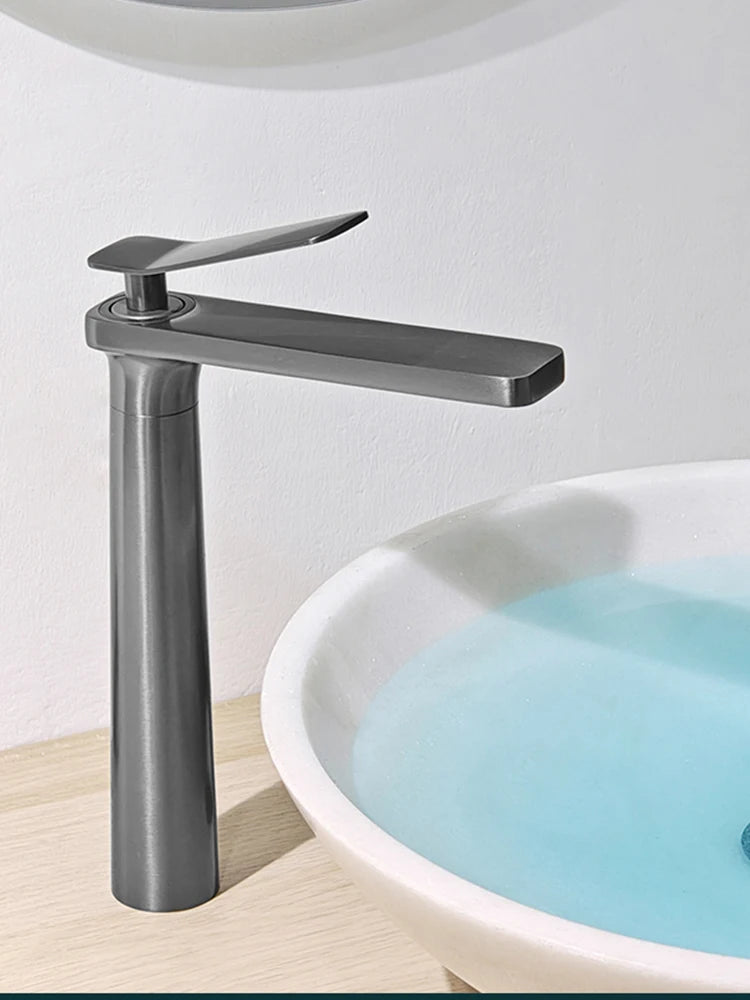 BAKALA Luxury Black Gray Wash Basin Taps Modern White Faucet Bathroom Luxury Basin Faucets Antique Hot Cold Water Sink Tap Mixer