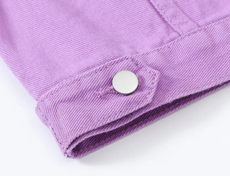 Pink Denim Jacket Women's Spring Autumn Single-breasted Lapel Coat Fashion Green Black Red Blue Outerwear Female Jean Overcoat