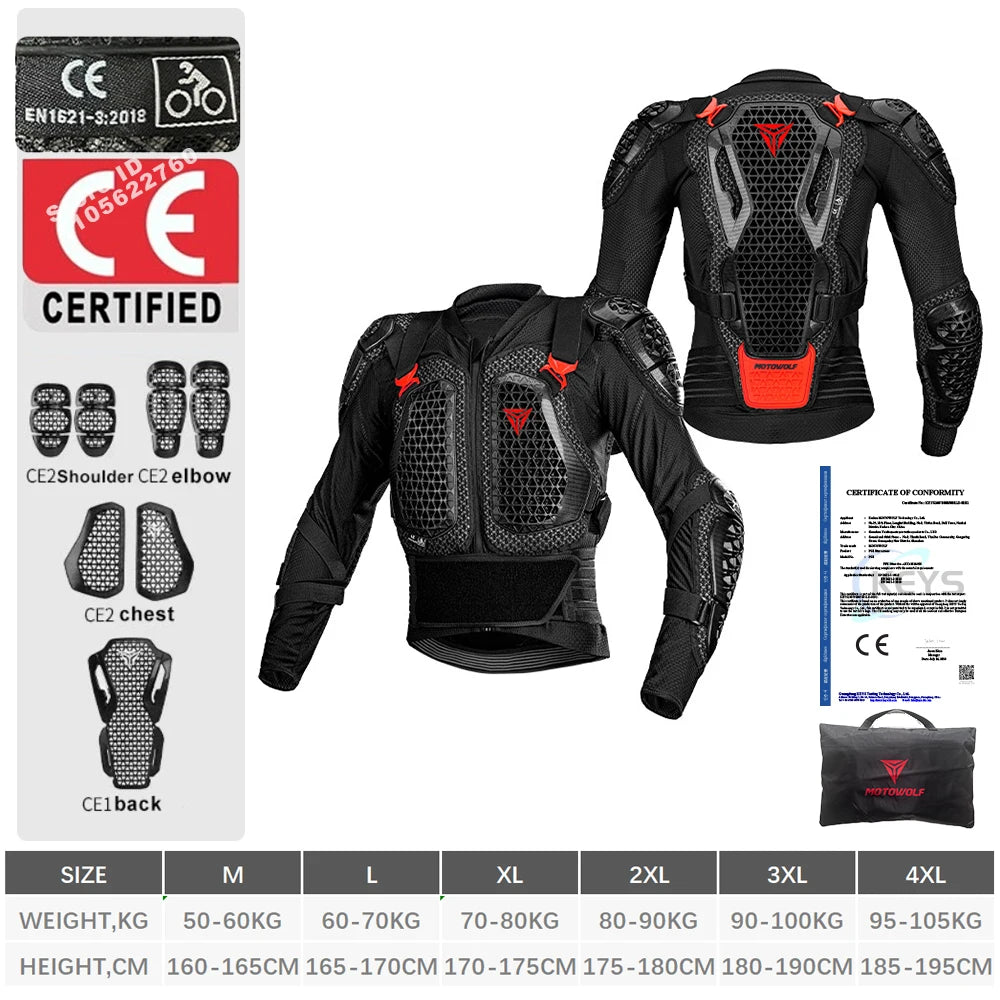 Motorcycle Jacket Men Moto Body Armor CE Approval MX Armor Motocross Racing Jacket Motorbike Moto Protection Gear