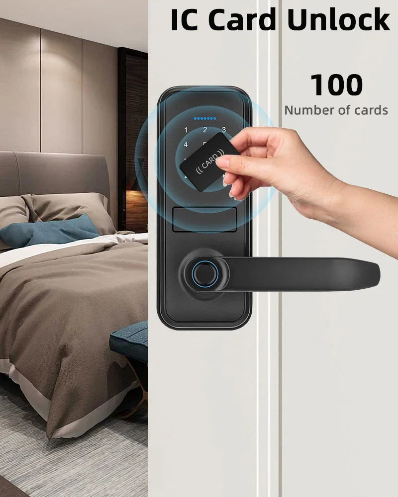 CDOK P13 Smart Biometric Fingerprint Door Lock Electronic Door Lock Tuya/Smartlife App Set Fingerprint/ Password/ Card Unlock