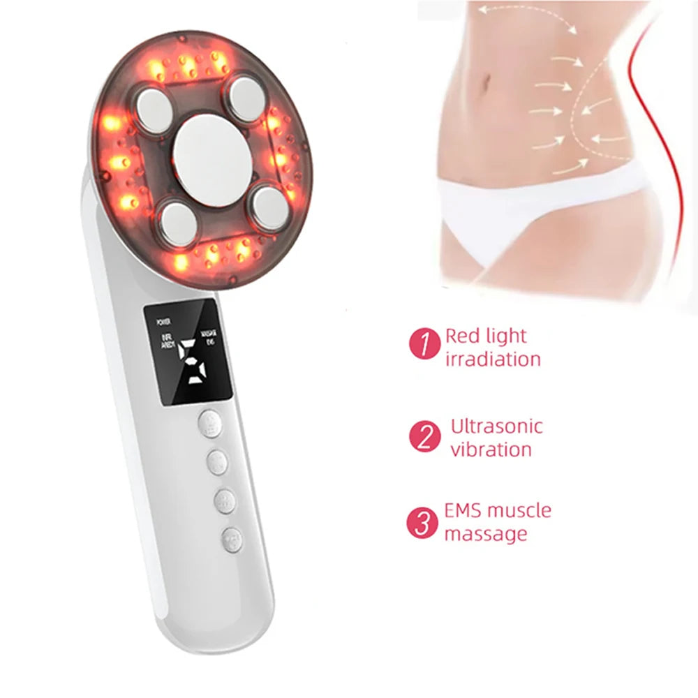 3 IN 1 EMS Ultrasound Machine Body Slimming Vibrating Massager Anti-Cellulite Fat Burner Facial RF Infrared EMS LED Light Device
