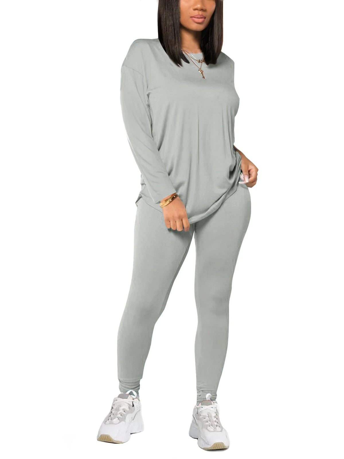 Spring and summer women's two-piece set long sleeved pants sportswear yoga clothes casual suit suitable for summer and autumn