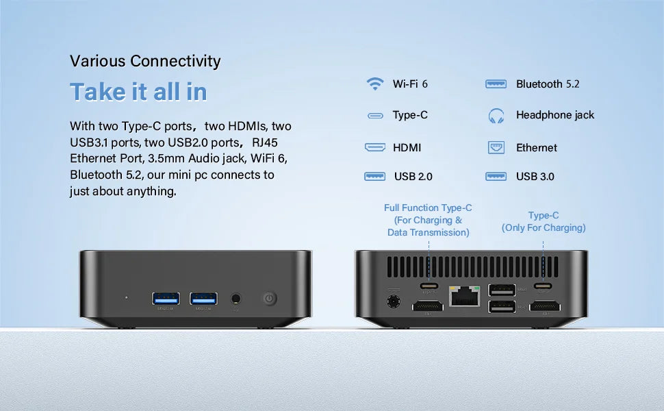 Windows 11 Intel I9 MINI PC Intel Core I9 10980HK/Core I3 6100U MINI Host 16GB DDR4 2048GB SSD WIFI 6 BT5.2 Gaming MINI PC