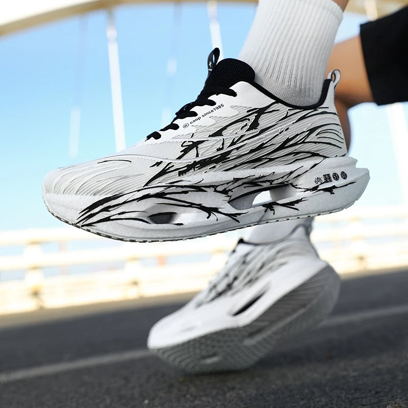  Men Jogging Sports Shoes Carbon Plate Professional Running Shoes Cushioning Sneakers Male Outdoor Breathable Athletic Shoes