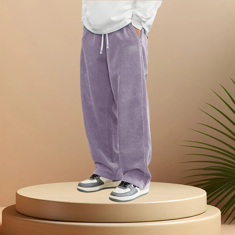 Autumn Winter Warm Motorcycle Jogger Corduroy Pants Men Tech Sweatpants Casual Harem Pants Male Sport Thermal Trousers