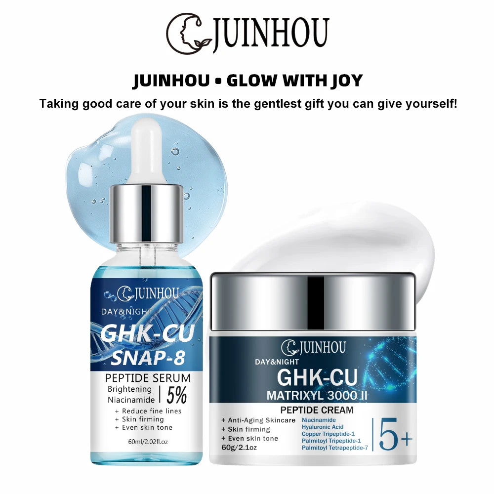 JUINHOU Face Serum Cream Set Blue Copper Peptide SNAP-8 Matrixyl 3000 II Anti Aging Makes Skin Youthful For Mature Facial Skin