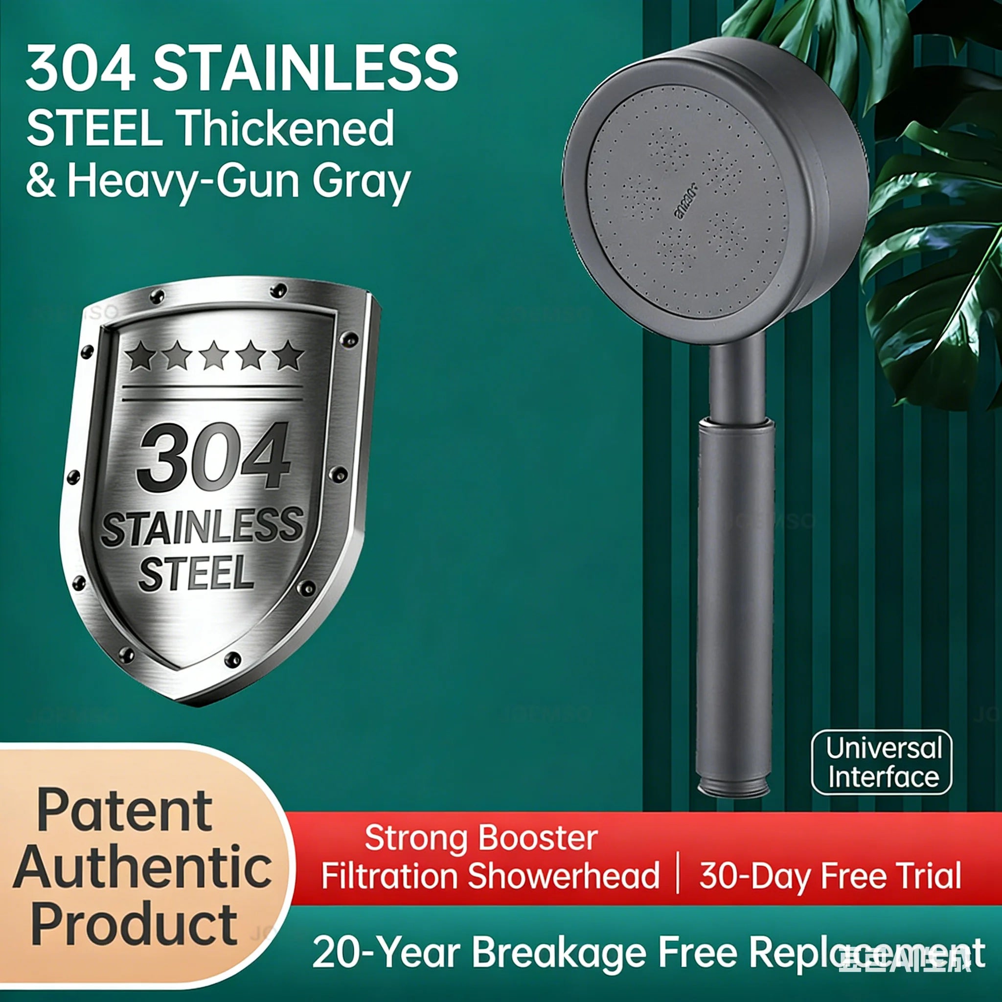 304 stainless steel shower head, handheld shower head for bathroom bathing, bathroom shower head