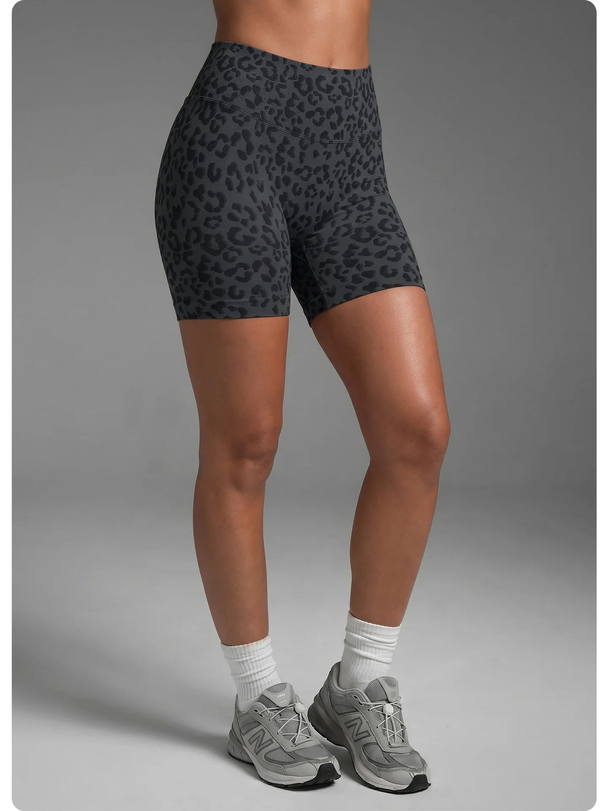 Seamless Leopard Print Yoga Shorts Women High Waist Biker Shorts Tummy Control Gym Workout Fitness Athletic Shorts Activewear