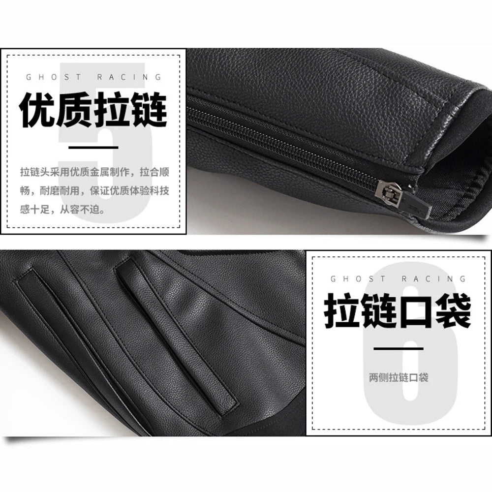 GHOST RACING Winter Motorcycle Jacket Leather Chaqueta Moto Men Waterproof Moto Suit Motorbike Riding Jacket Motocross Jacket