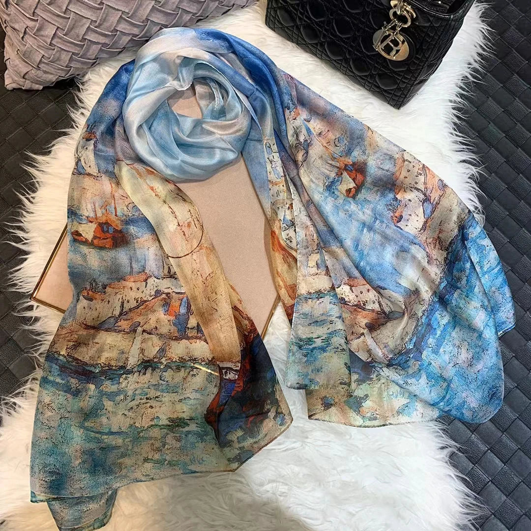 BYSIFA| Ultralarge Spring Fall 100% Mulberry Silk Scarf Beach Wrap Brand Female Long Scarves New Red Floral Silk Scarf Shawl