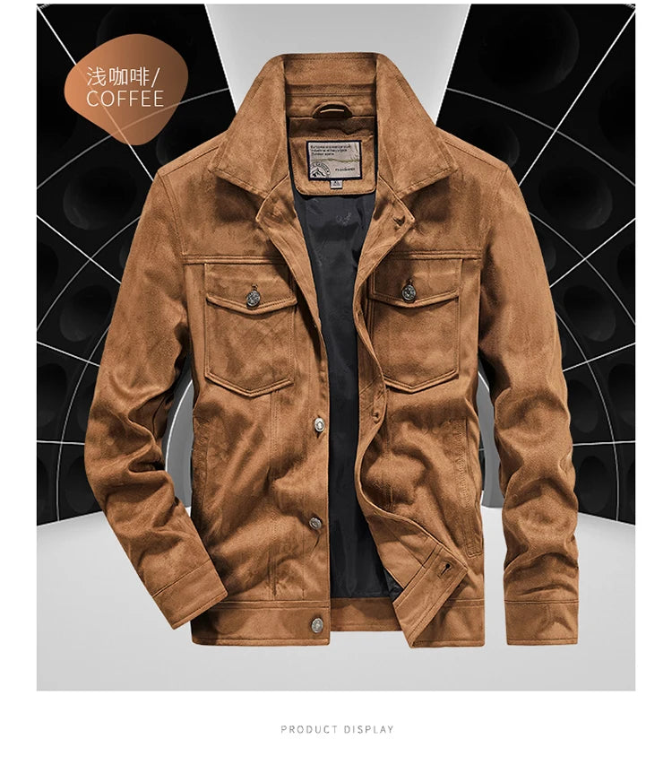 Spring and Autumn Men's Fashion Casual Slim-fit British Style Outdoor Sports Cargo Retro Suede Coat Youth All-match Cargo Jacket