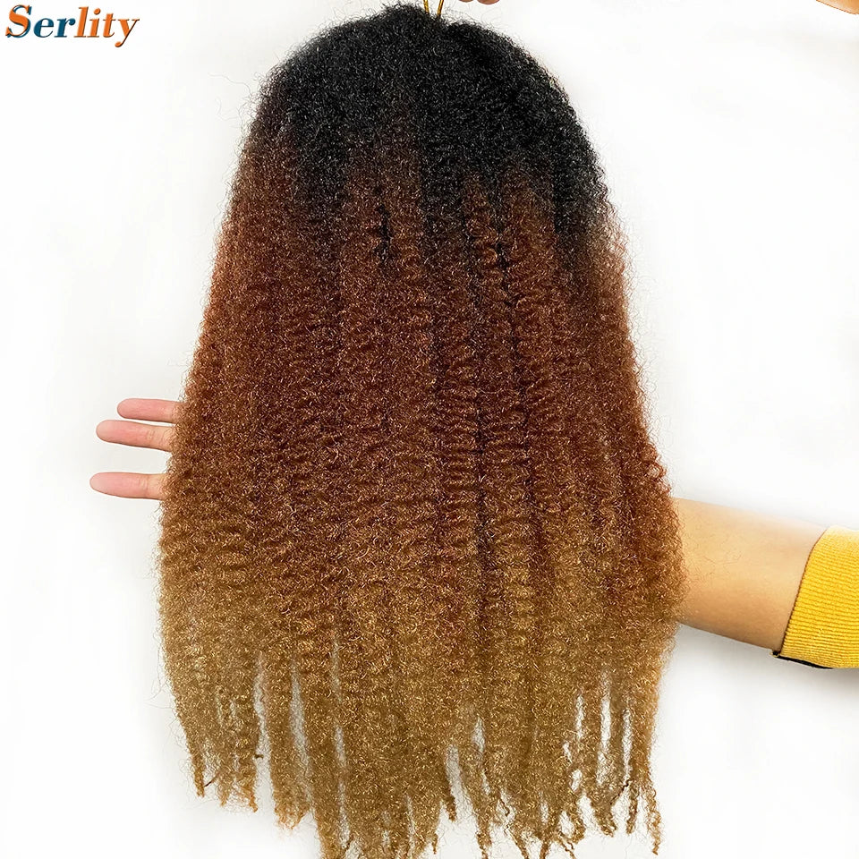 Marley Twist Braiding Hair Pre Stretched 1- 6 Packs Ombre Afro Kinky Curly Crochet Hair for Faux Locs Jumbo Marley Twists Hair