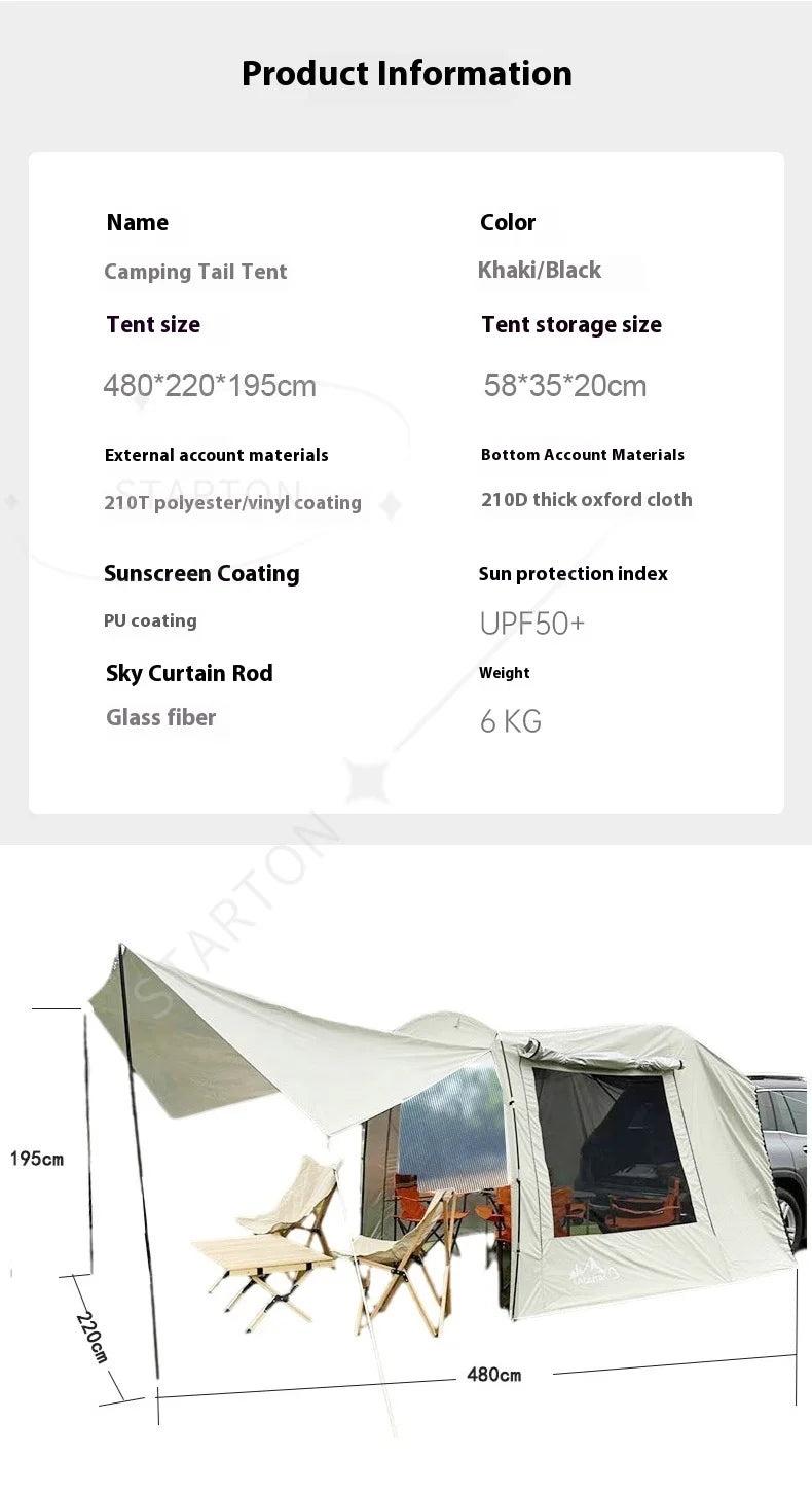 Portable Waterproof SUV Tail Tent Lohascamping Car box docking tent  3-4 people Dome tent Sunshade Tunnel style tent,Large tent,
