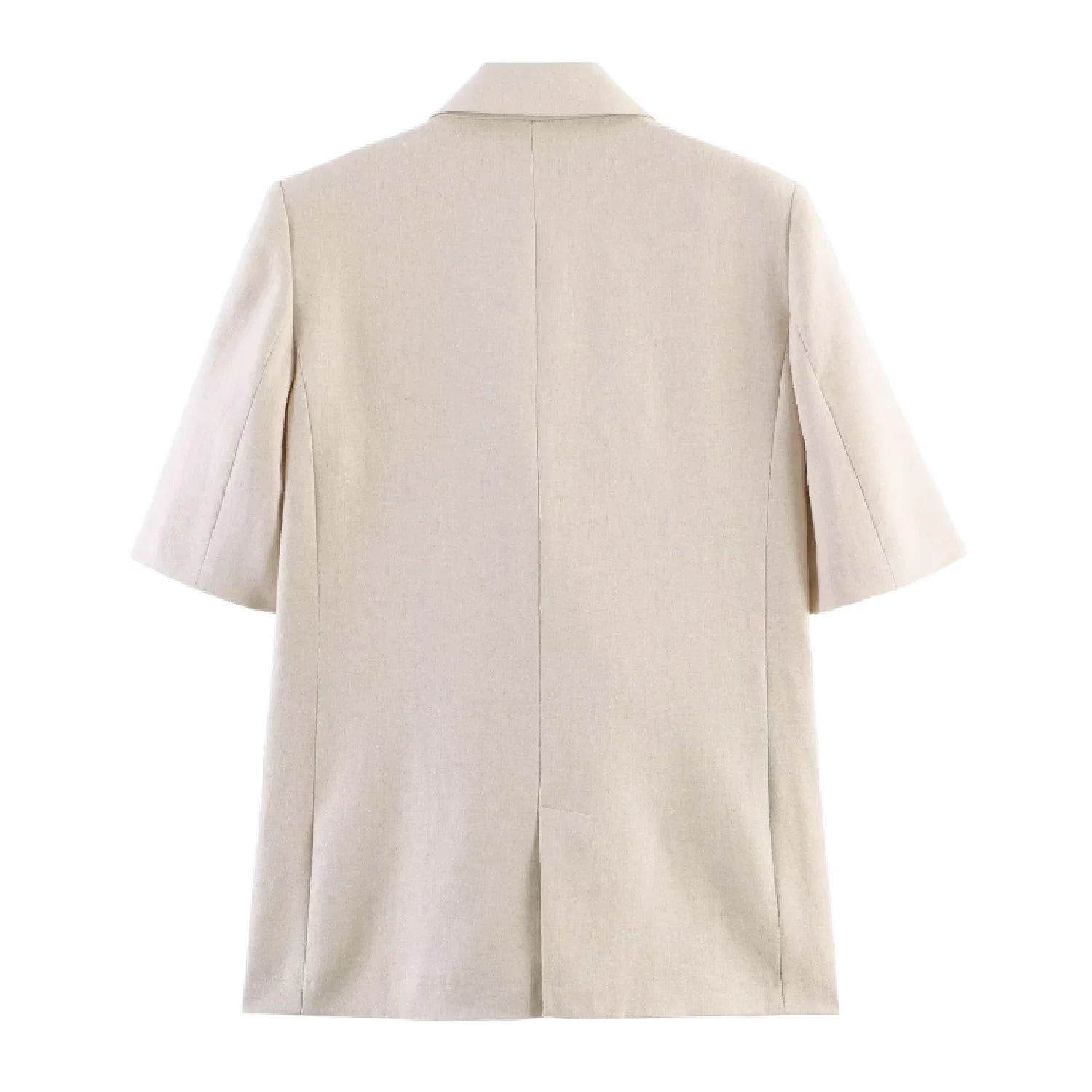 Women's Two Piece Suit Summer 2026 Double Breasted Short Sleeve Blazer High Waist Wide Leg Trousers Female Commute Office Set