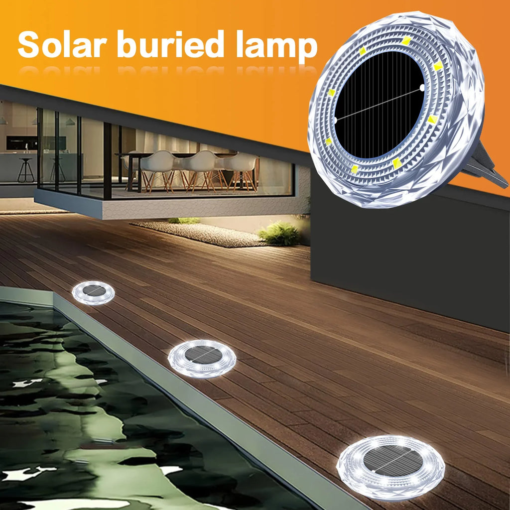 Solar LED Underground Light 8LED Outdoor Lawn Light Waterproof Path Light for Lawn Decoration Garden Terrace Courtyard