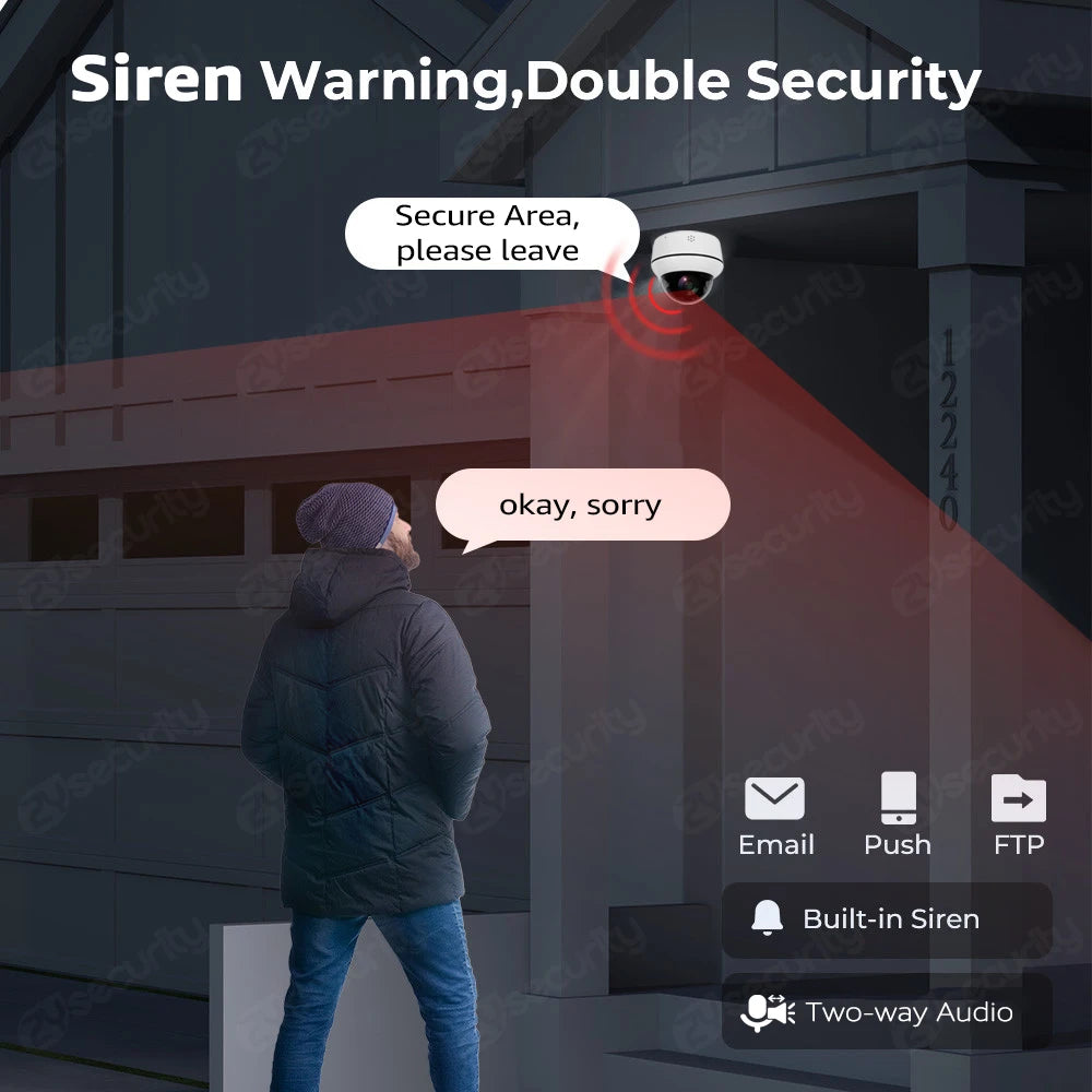 4K 8MP Wifi Dome PTZ Camera Outdoor Humanoid Tracking IP Camera Indoor 2-way Audio Wireless Home Security Surveillance Cameras