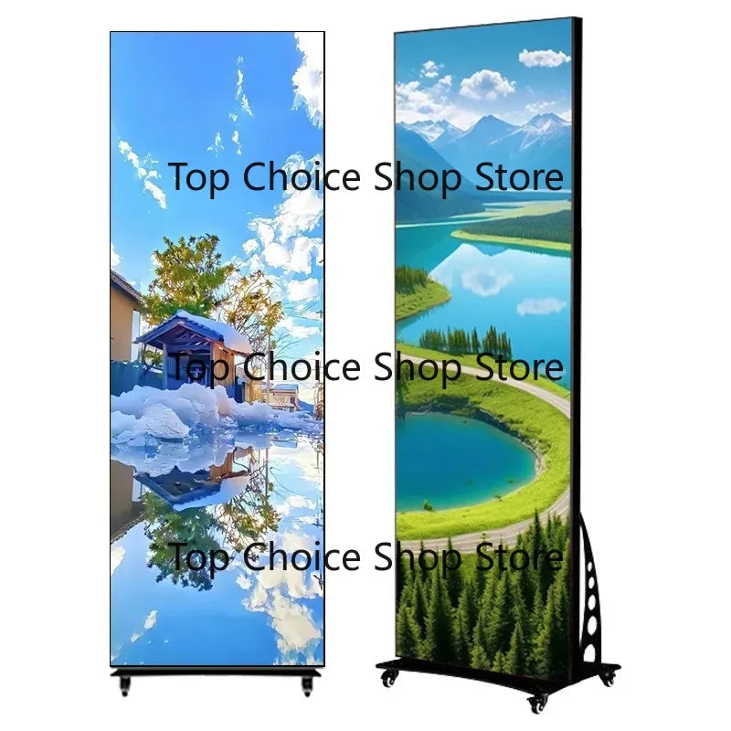 LED folding poster screen, indoor full color, mirror advertising display high definition landing
