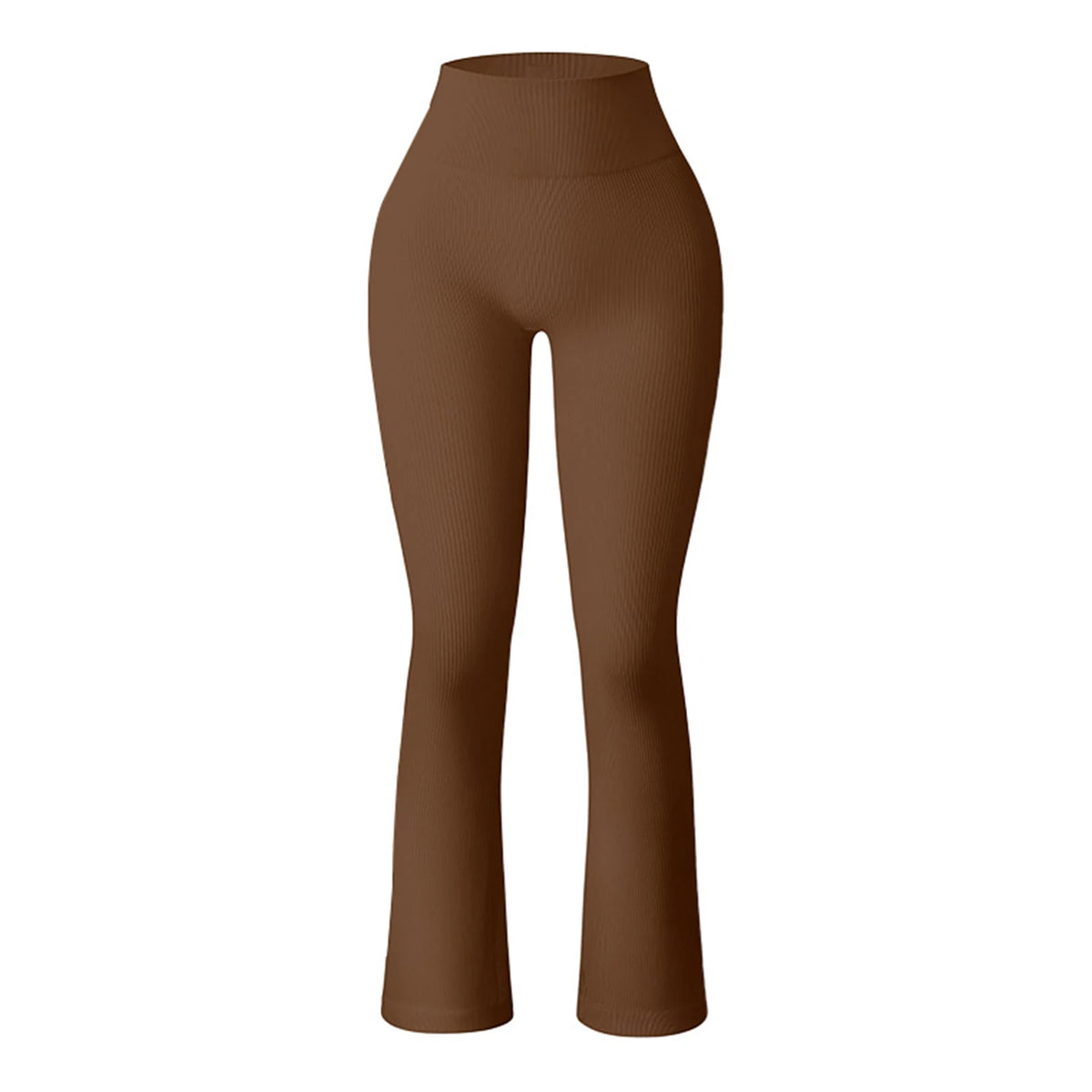 Women Casual Pants High Waist Flared Pants Solid Color Stretchy Long Trousers Streetwear