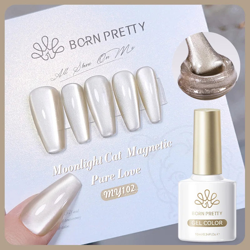 BORN PRETTY 10ml Silver Water Light Cat Magnetic Gel Nail Polish Nail Supplies Vernis Semi Permanent Gel for Fall Winter Nails