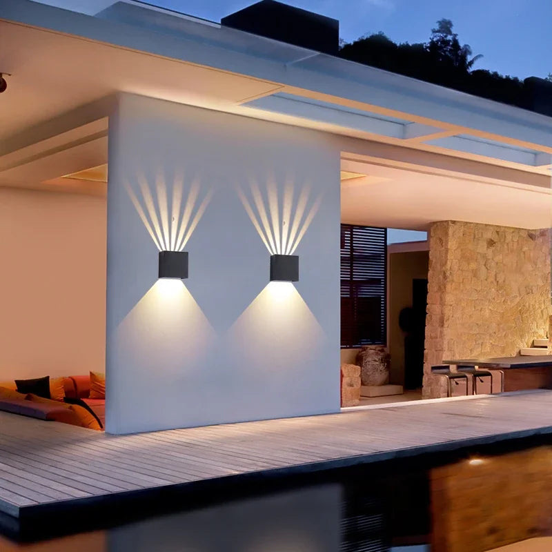 Modern Outdoor Wall Light Decoration Sconces Waterproof Balcony LED Lighting Fixture Black Sqaure Up Down Light Adjustable Angle