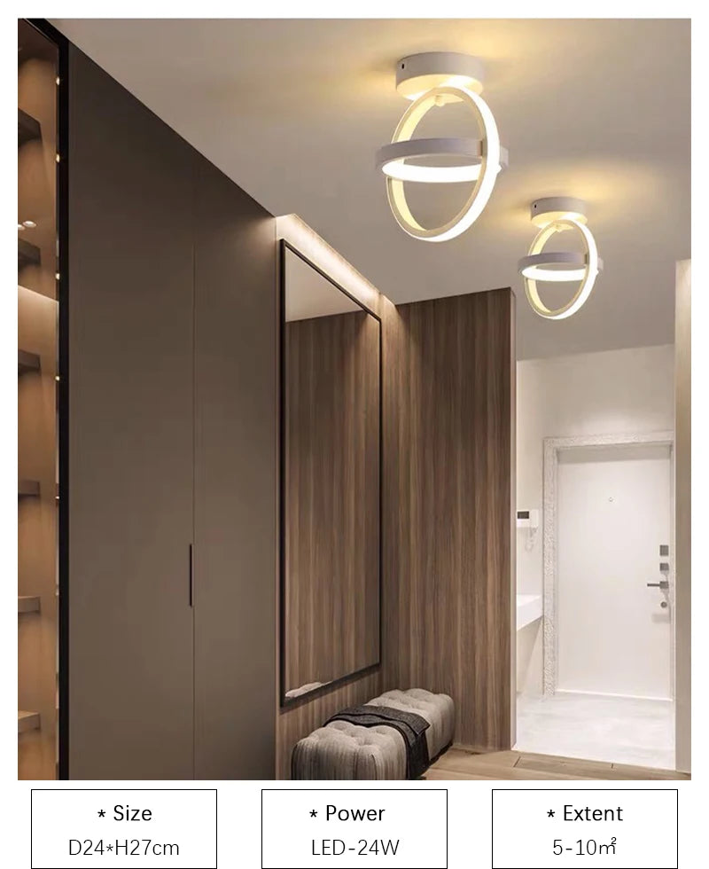Modern LED Aisle Ceiling Light 2 Ring Creative Dimmable Living Room Ceiling Lamp Hallway Entrance Balcony Office Indoor Lighting