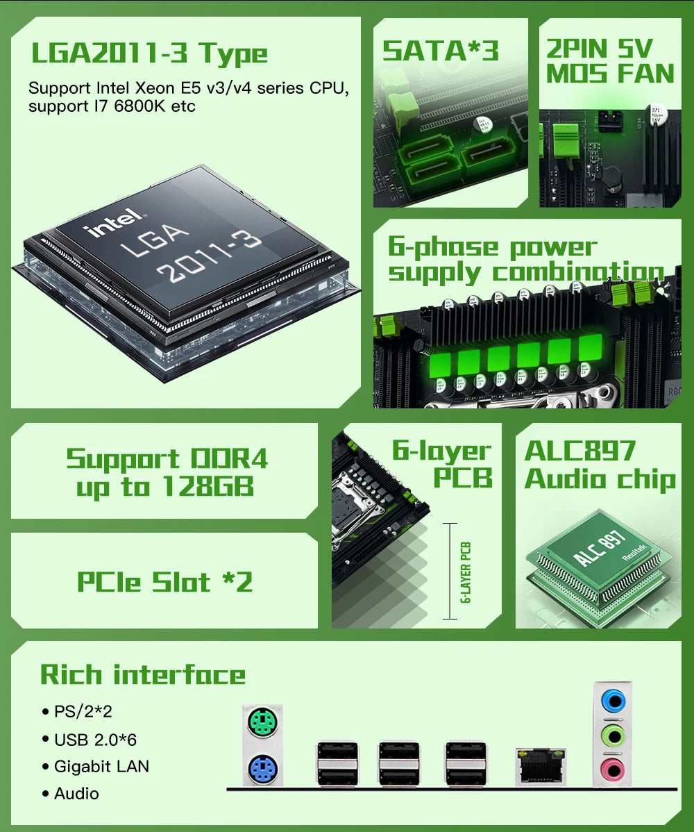 MACHINIST X99 PR9-H Gaming Motherboard Optional Kit Intel Xeon E5 2650 V4 DDR4 32GB 2133MHz RAM M.2 NVME for Desktop PC M-ATX