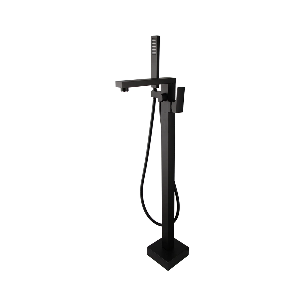 KEMAIDI Brass Freestanding Bathtub Shower Faucet Floor Tub Filler Mixer Tap 360 Degree Swivel Spout Shower Systerm Matte Black