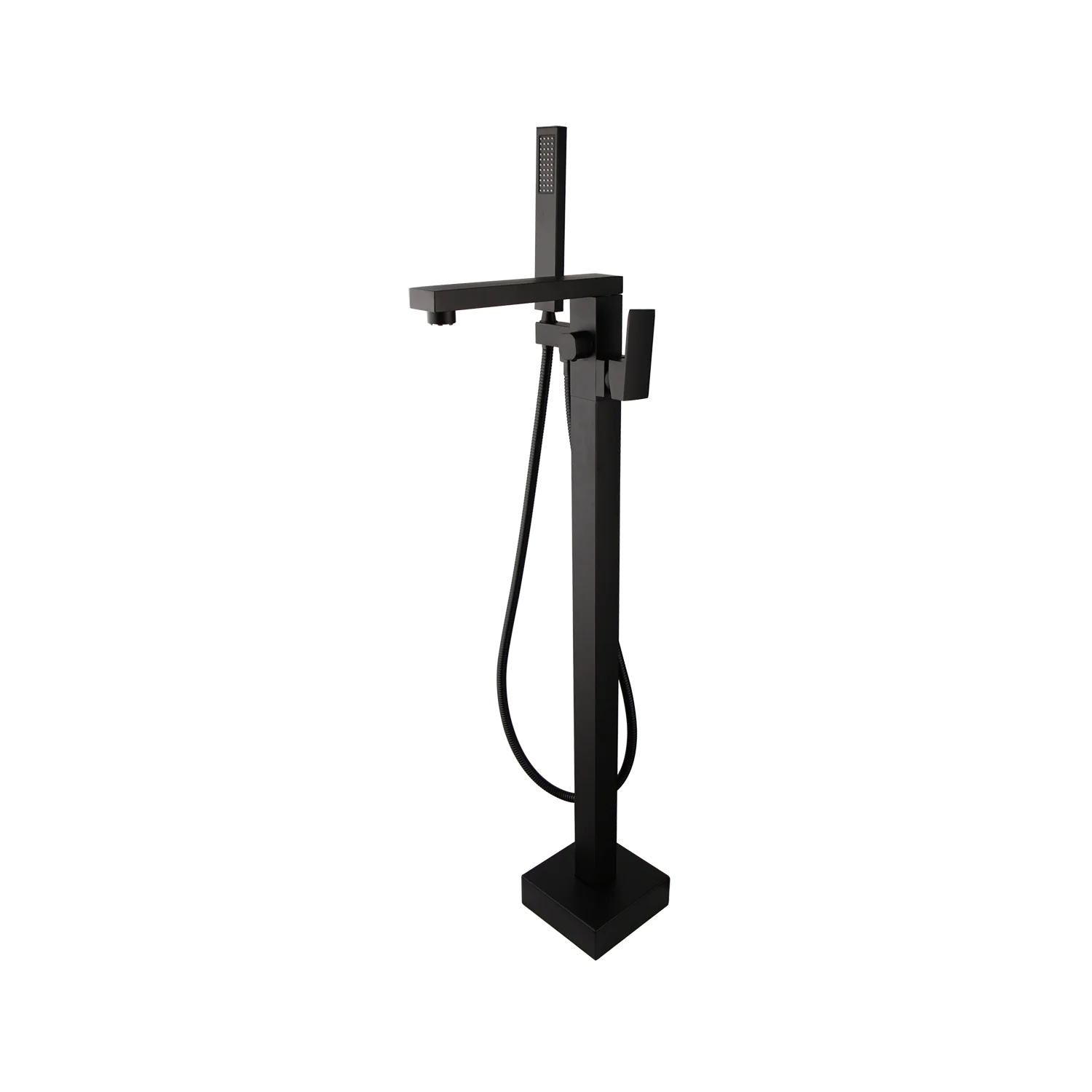 KEMAIDI Brass Freestanding Bathtub Shower Faucet Floor Tub Filler Mixer Tap 360 Degree Swivel Spout Shower Systerm Matte Black