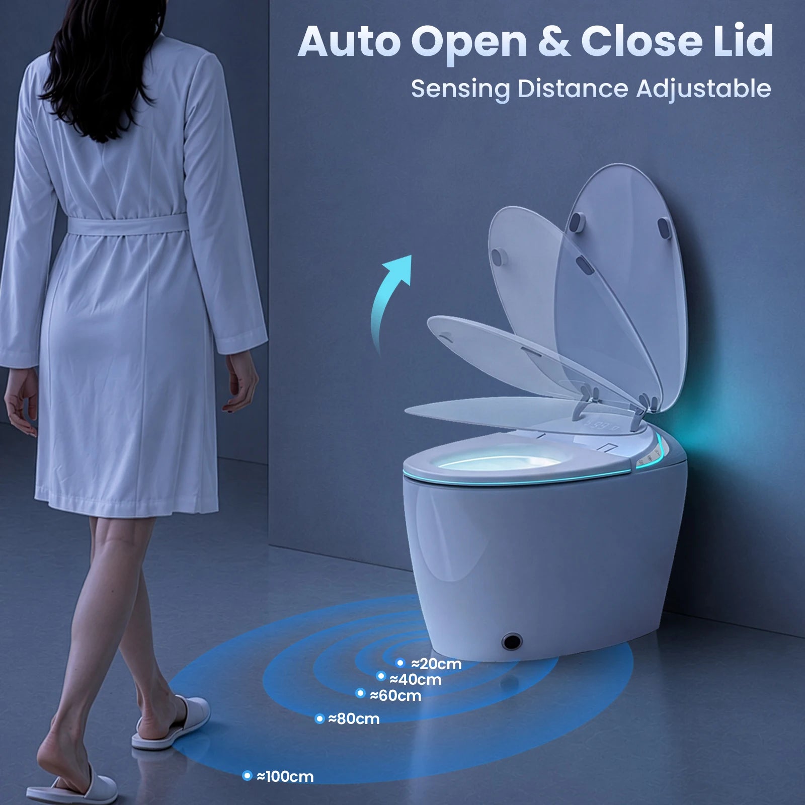Sanyipace Oval Smart Toilet Spa Bidet Instant Hot Water Rear Feminine Wash Self-cleaning 110V GFCI Full Safety Protection Toilet