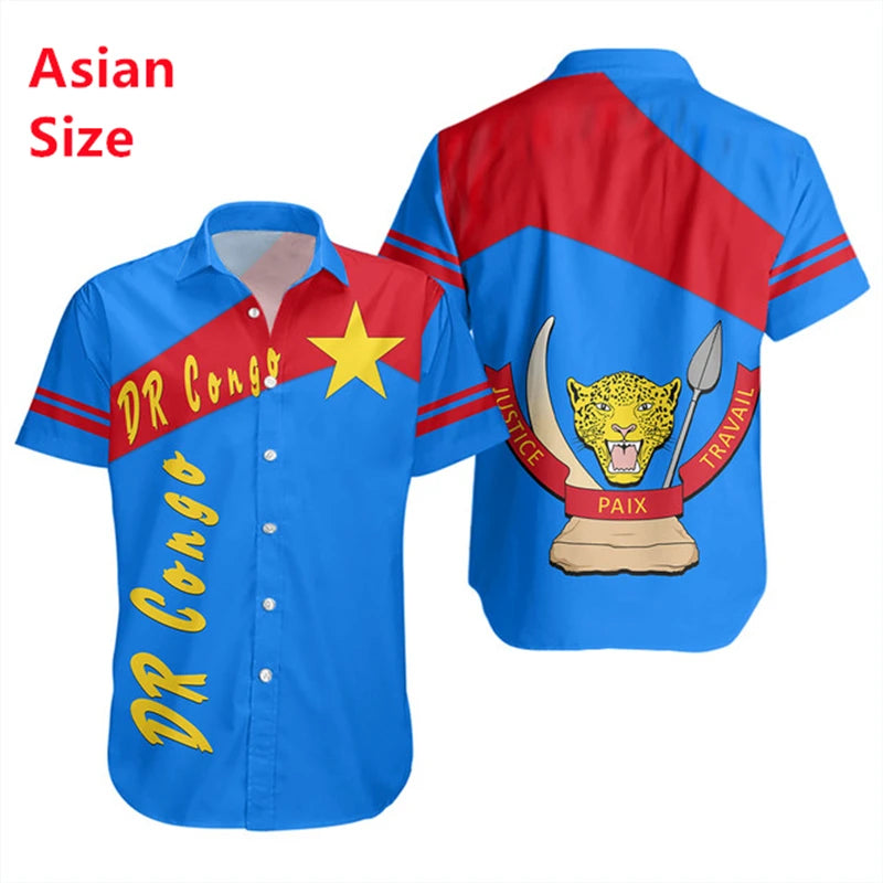 New Summer 3D Congo National Flag Printing Mens Shirt Graphic Short Sleeves Women Clothing Fashion Harajuku Tops Man Shirt Tees