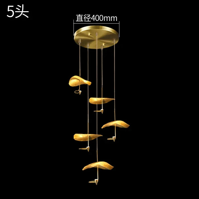 Mid century Stair Lotus light Luxury vintage lampshade Duplex Building Bedroom Living Room Tea Room Art  coffee bar lighting