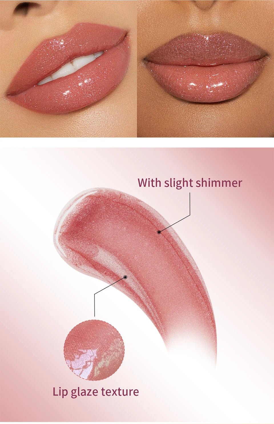 8-Color Liquid Light Glitter Lip Glaze Long-lasting Deep Moisturizing Lip Gloss Reduce Lips Lines Slight Shimmer Makeup Lip Oil