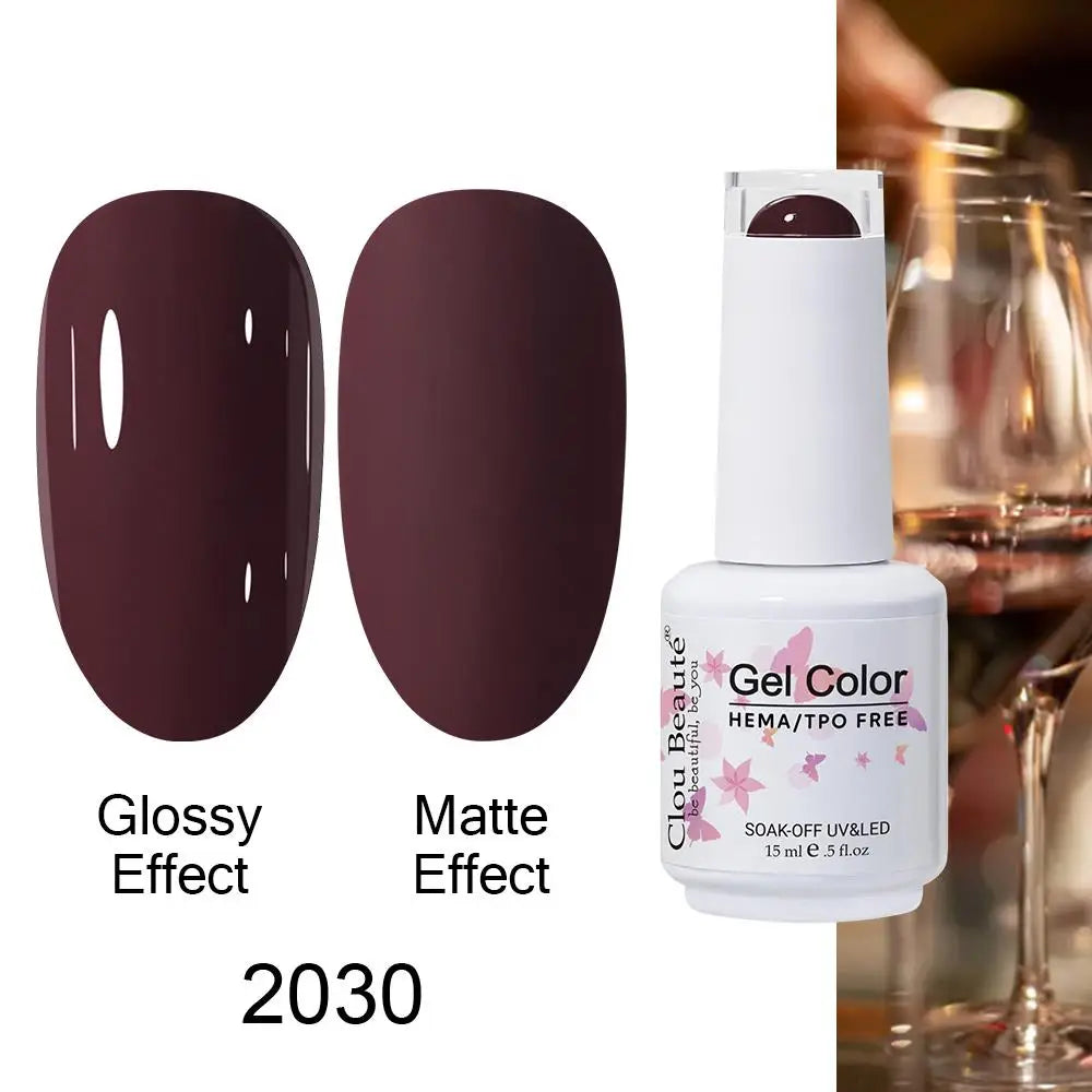 Clou Beaute HEMA TPO FREE Caramel Brown Wine Red Coffee Gel Nail Polish High Pigment Autumn Nail Art Full Coverage UV Varnish