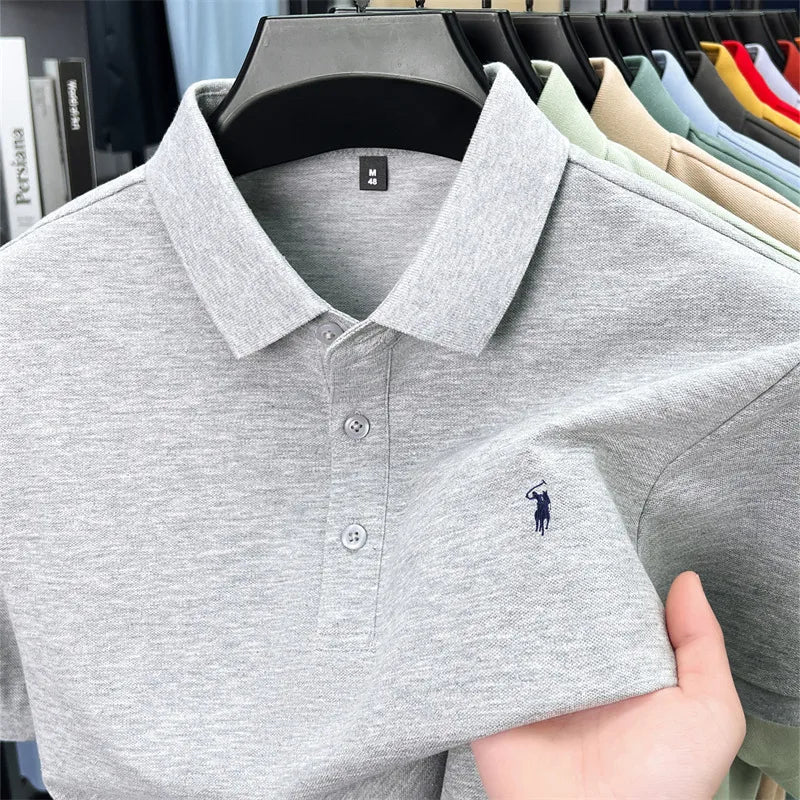 2026 New Men's Luxury Pony Embroidery Polo Shirt – High-Quality Embroidered Collar Short-Sleeve Casual Dress Summer T-Shirt