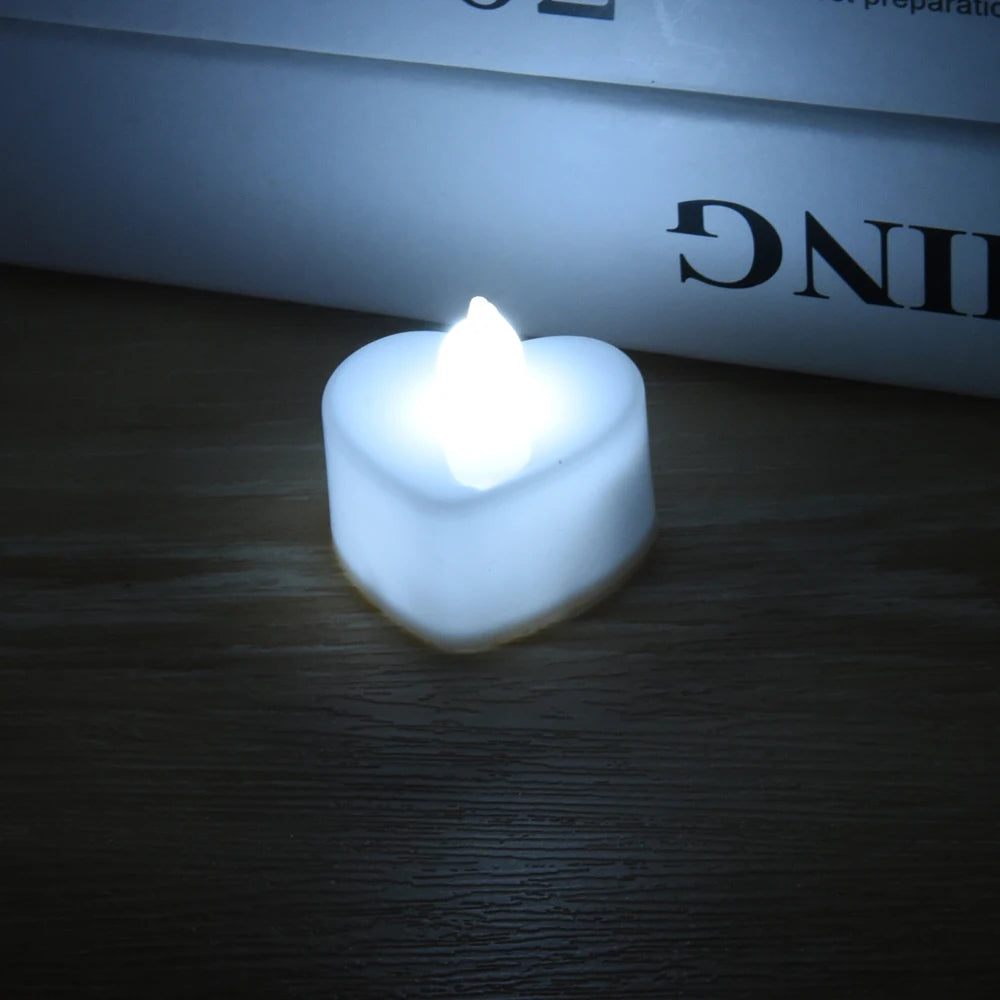 Flameless Led Candle Heart-shaped Electronic Battery-Power Tealight Candles for Home Christmas Party Wedding Decoration