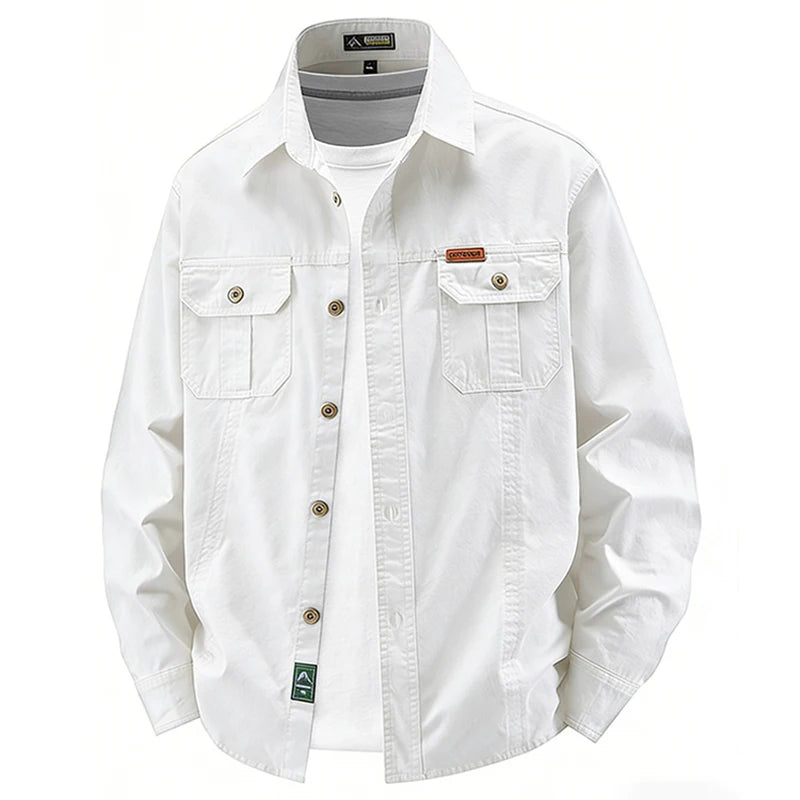 Business Military Shirts Men Tactics Long Sleeve Spring Autumn 100% Cotton Vintage Multi-pocket Cargo Shirts Menswear Clothing