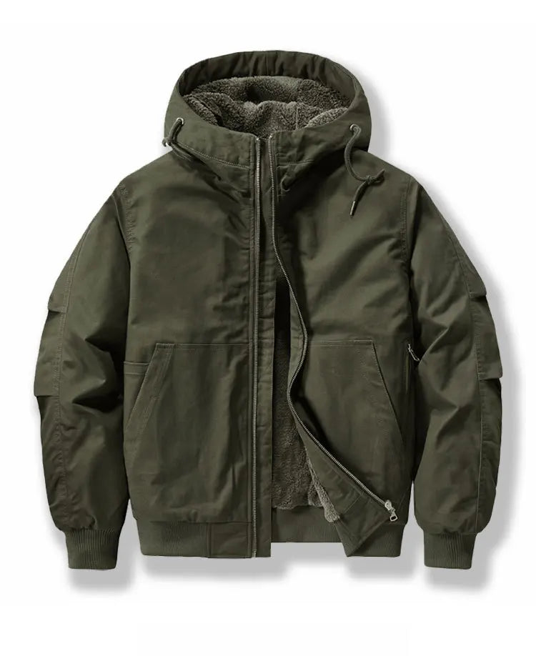 New 2026 Men's Thicken Warm Cotton Jackets Autumn Winter Fleece-lining Loose Casual Hooded Cargo Coats Men Parkas Jackets M-6XL