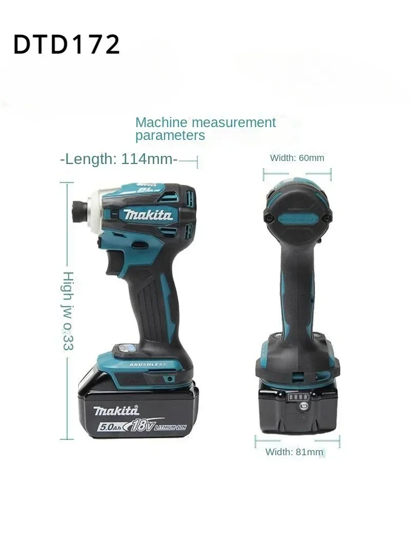 Makita DTD172 Impact Drive 1/4inch Brushless Electric Screwdriver Cordless 180N.m Electric Drill Power Tools