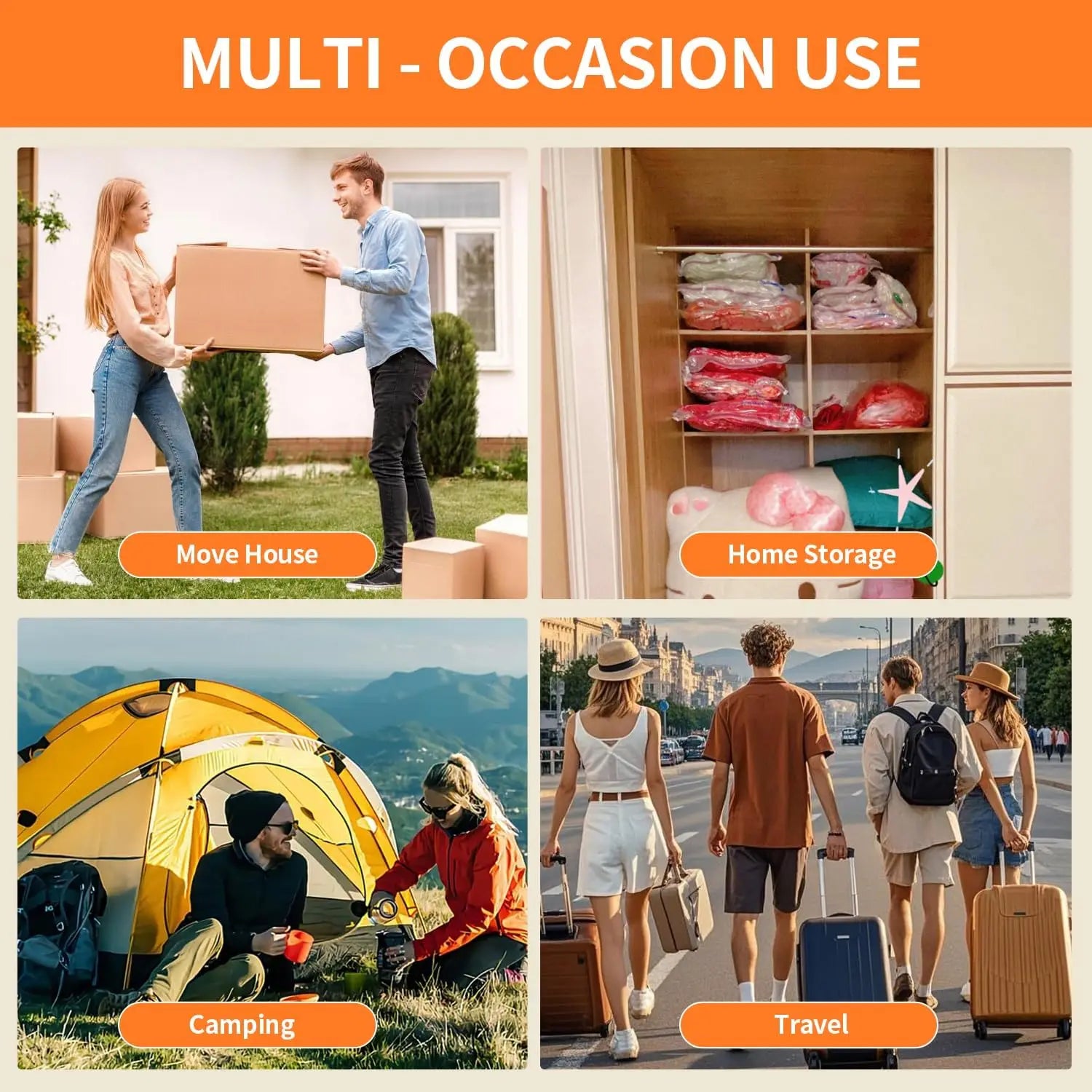 15-Pack Travel Vacuum Storage Bags with Electric Pump, Space-Saving Compression Bags for Clothes, Luggage, Cruise & Home Use