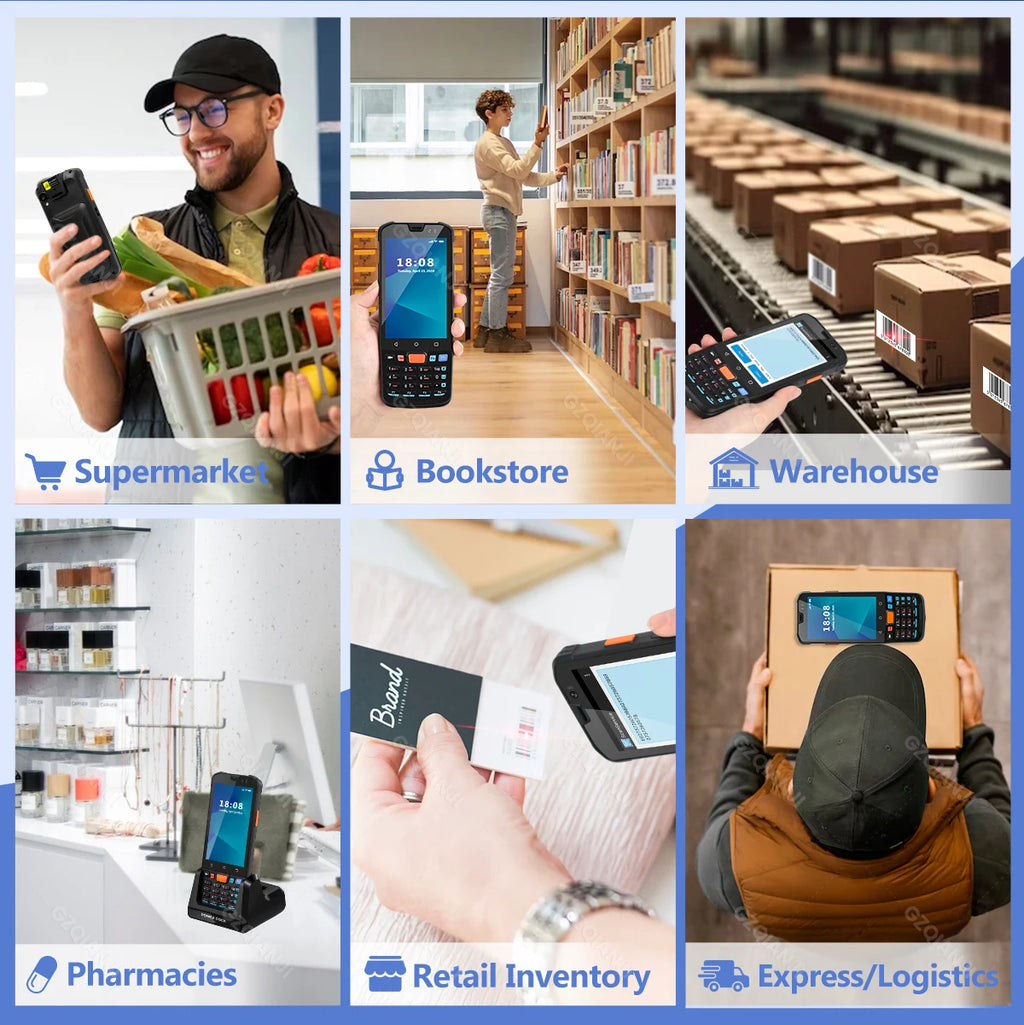 4G64 PDA Android Handheld Terminal Bluetooth Barcode Scanner 1D 2D QR Portable Data Collector Terminal Device With 4G GPS 3G32G