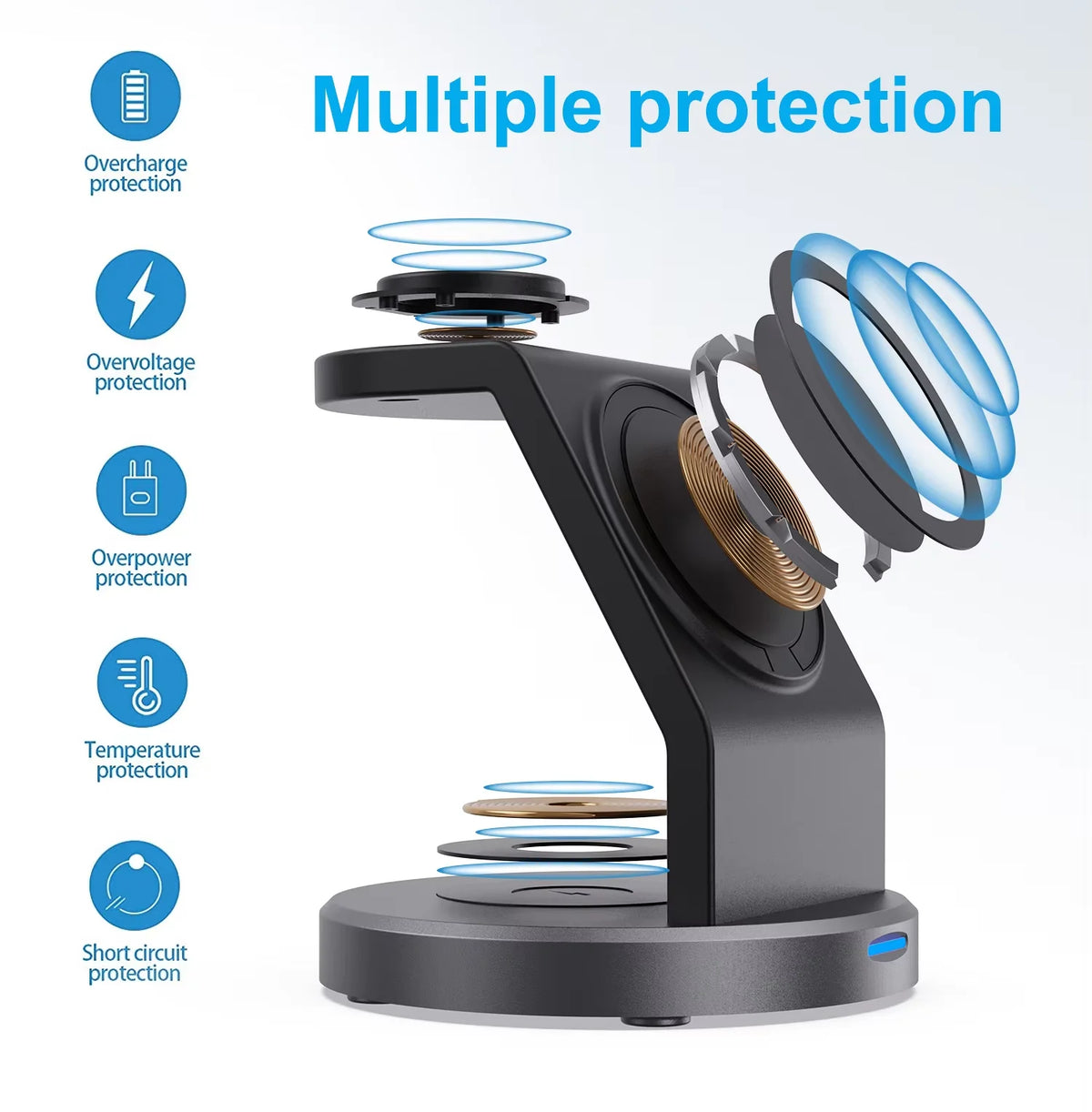 Wireless Charger Stand PFor iPhone 17 16 15 14 13 12 Pro Max Apple Watch 8 7 6 AirpodsMagnetic ad Fast Charging Station Dock