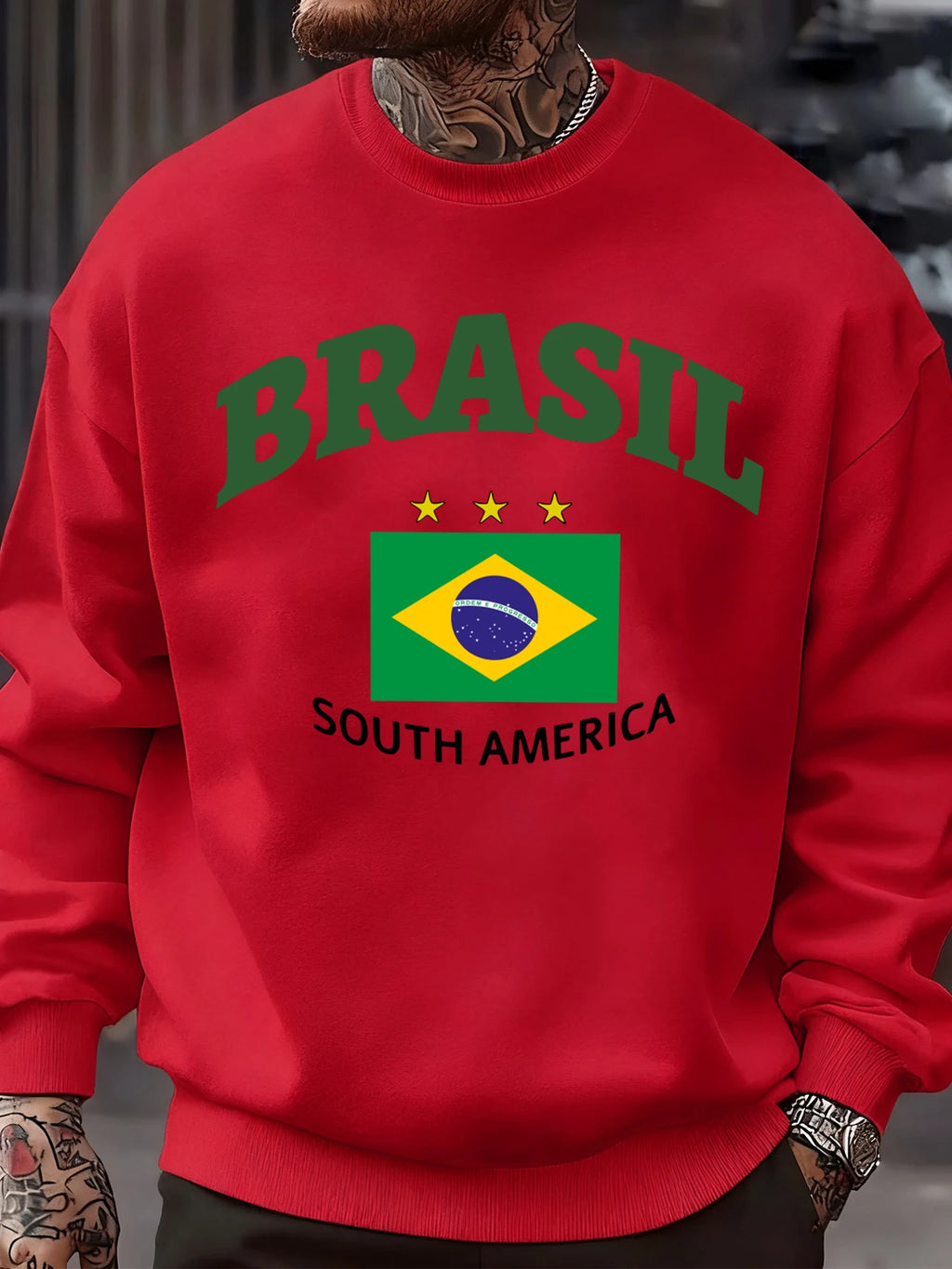 Brasil South America Prints Man Pullover Trendy Fleece Sweatshirt Autumn O-Neck Clothes Warm Milticolor Top Fashion Streetwear