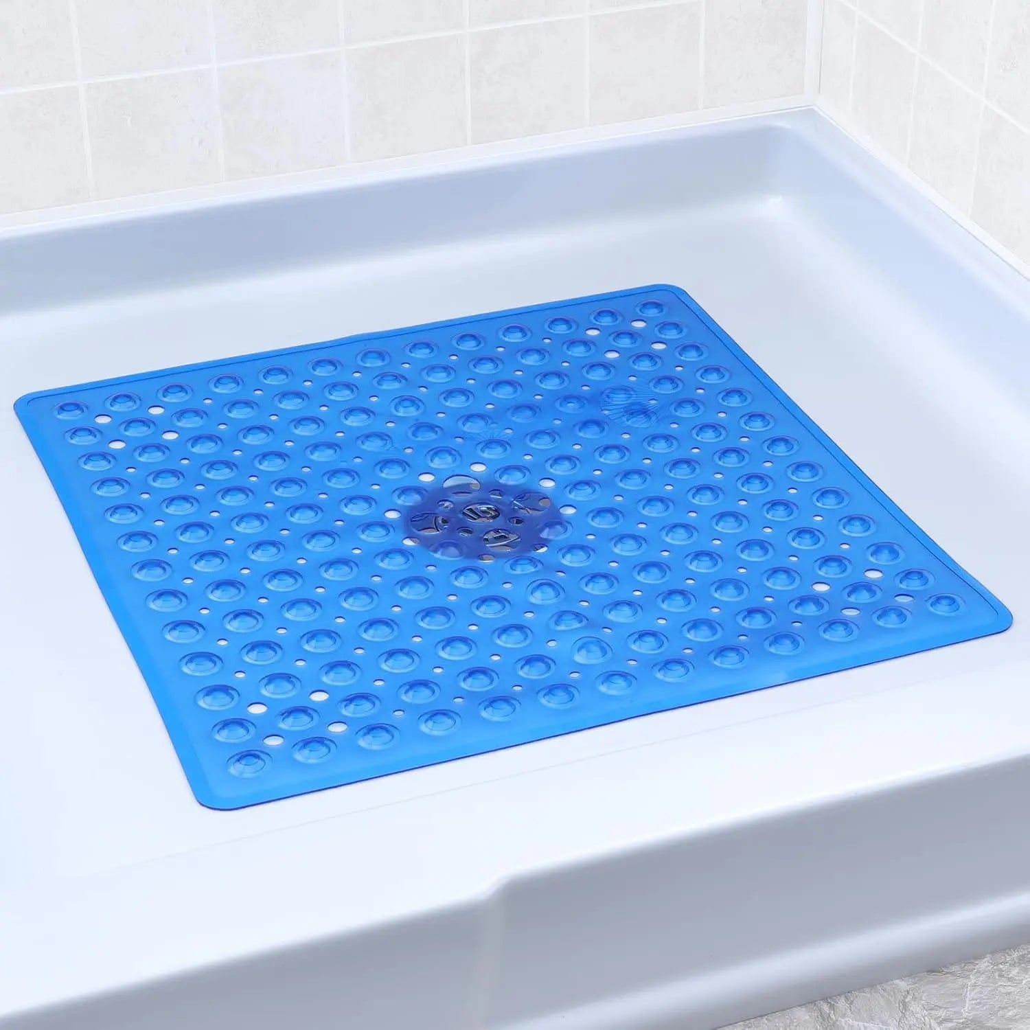 Square Shower Mat Bathtub Mat Non Slip 53x53cm, Square Bath Mat for Inside Shower Tub, Shower Stall Mats for Bathroom Floor