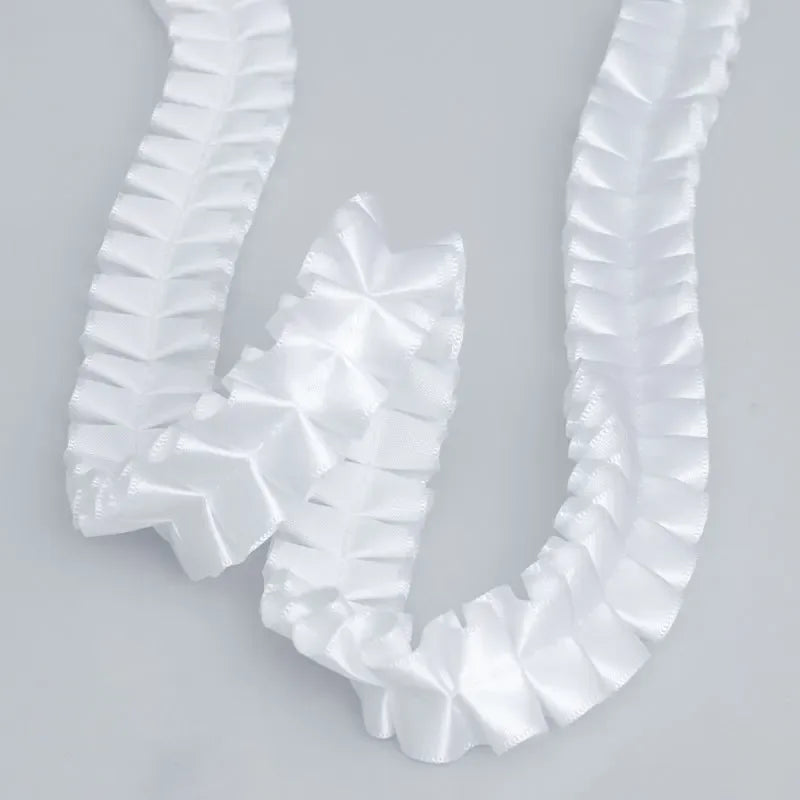DIY Handmade Lolita Bag Accessories 2.5cm Width Polyester Ribbon with Pleated Ruffle Edge Lolita Decorative Clothes Hats Bags 1M