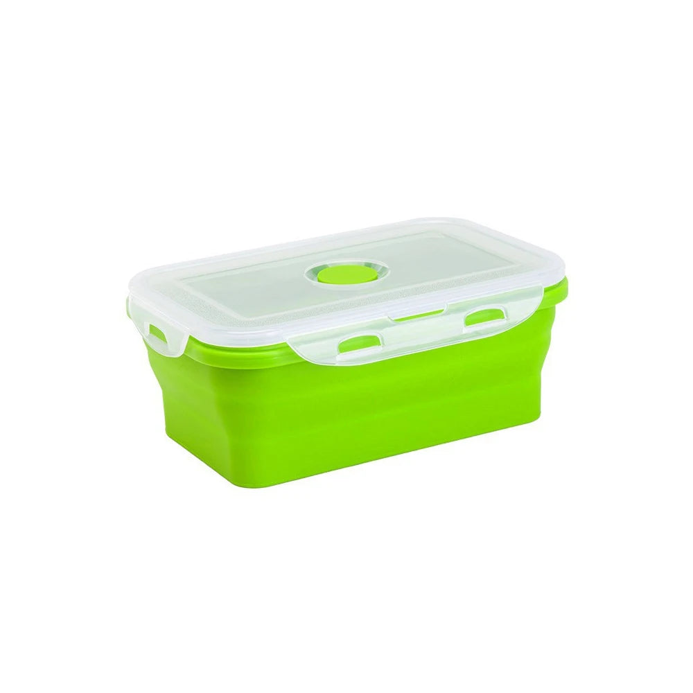 1 PCS Silicone Folding Lunch Box Food Grade Square Portable Microwave Oven Lunch Box Outdoor Travel Picnic Preservation Box