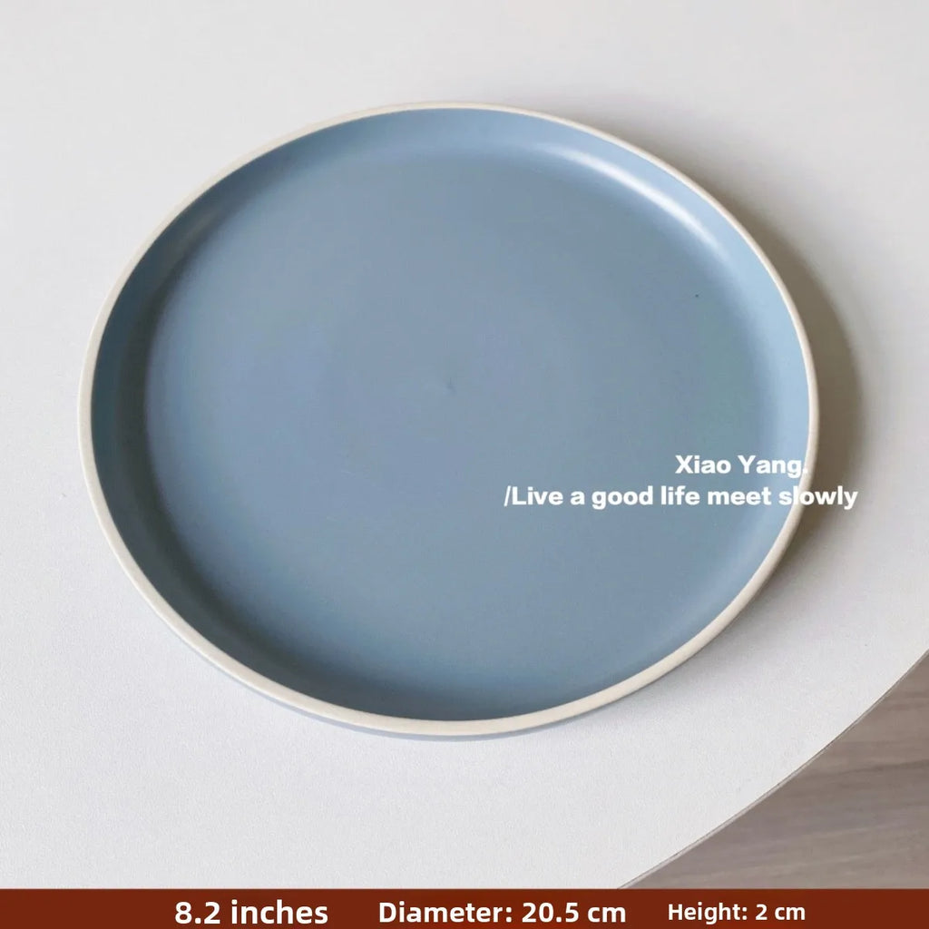 Nordic Style Ceramic Plate Pure Color Brown White Underglaze Dining Utensils Simple And Elegant Ins Style Flat Dishware