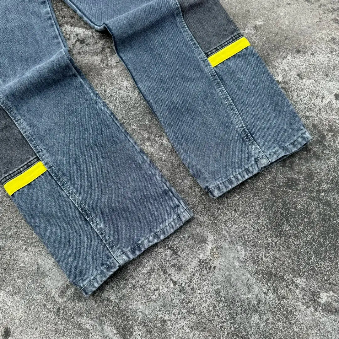 Drew House The denim fabric is stitched with a special style of patchwork design jeans for men and women casual ropa hombre