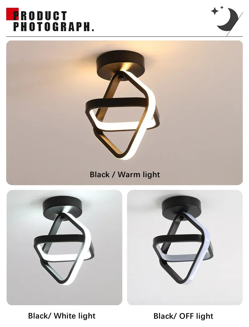Modern LED Aisle Ceiling Light 2 Ring Creative Dimmable Living Room Ceiling Lamp Hallway Entrance Balcony Office Indoor Lighting