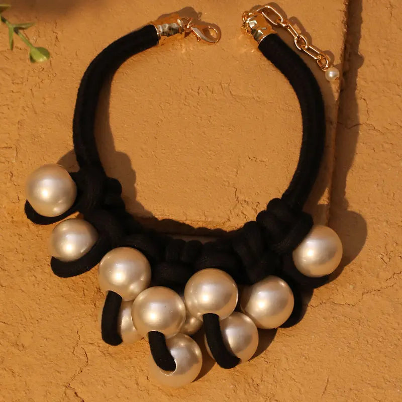 Statement Necklace with Big Pearls Design for Women Trendy Wedding Party Jewelry